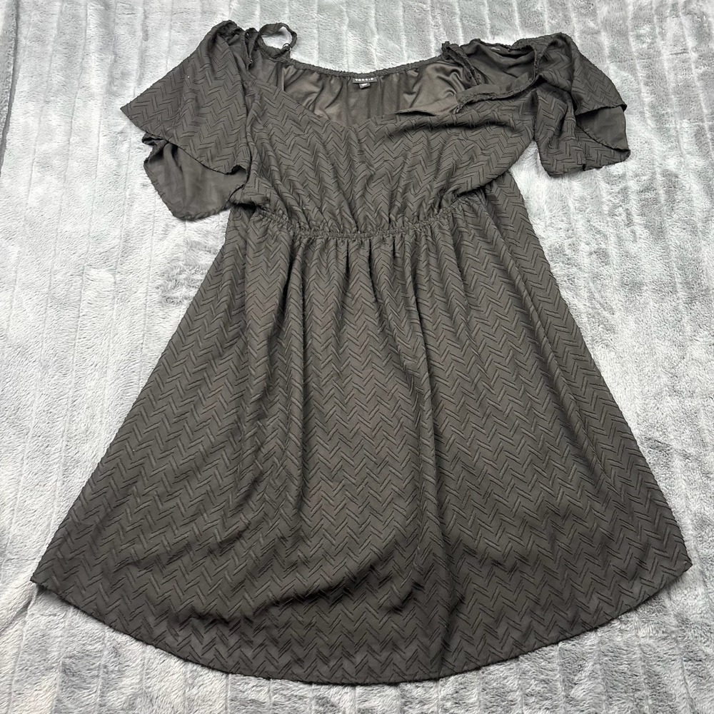 Torrid Black Textured Chevron Off Shoulder Mini Dress Womens Plus Size 2 14033